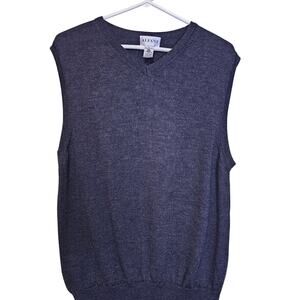 Alfani 100% Merino Sweater Vest Pure Wool Italy V-Neck Size L Preppy Old Money